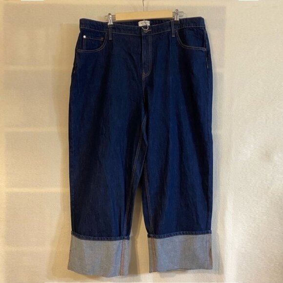 NWOT Kate Spade x Target XXL 17 high rise straight leg wide cuff dark blue jeans - Picture 3 of 10